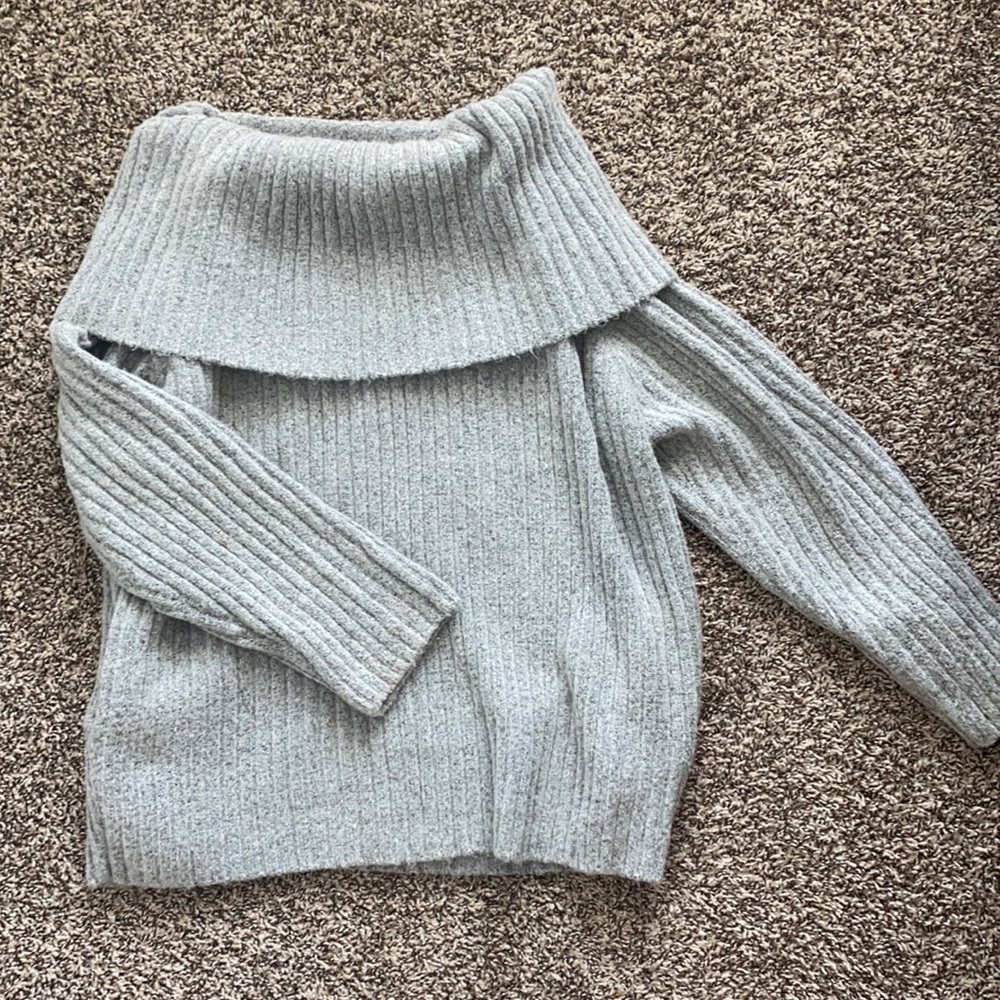 Off the shoulder grey sweater